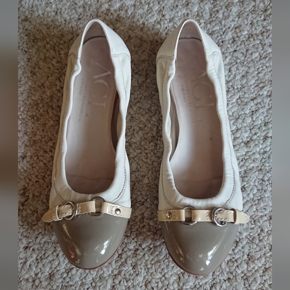 Attilio Giusti Leombruni Monika Ballet Flats Taupe cap & white leather size 37.5 - Picture 5 of 14
